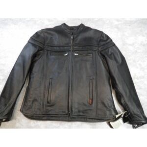 Hot Leathers Jacket Womens XL Black Leather Motorcycle Biker Quilted Lined‎ New